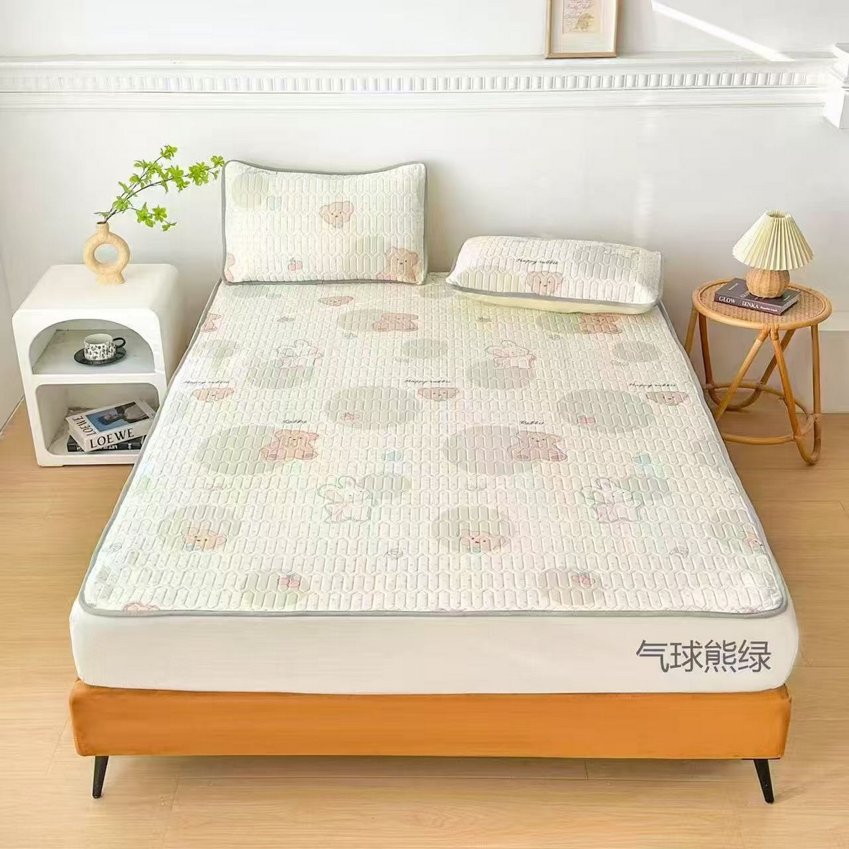 席匠 2026新款乳胶小包边印花凉席席子 气球熊-绿