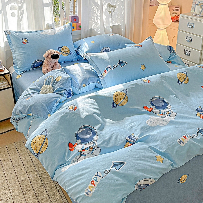 91家纺网 家纺一手货源 找家纺  依庭 2026新款12868全棉纯棉印花四件套太空奇遇