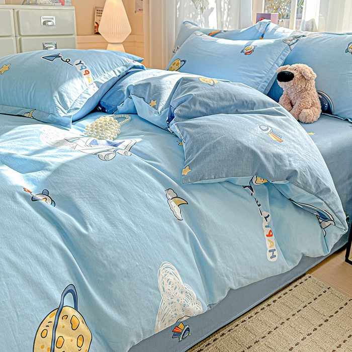 91家纺网 家纺一手货源 找家纺  依庭 2026新款12868全棉纯棉印花四件套太空奇遇