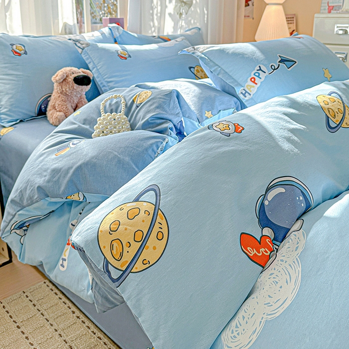 91家纺网 家纺一手货源 找家纺  依庭 2026新款12868全棉纯棉印花四件套太空奇遇