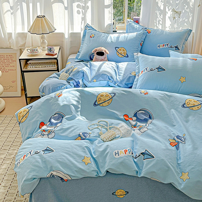 91家纺网 家纺一手货源 找家纺  依庭 2026新款12868全棉纯棉印花四件套太空奇遇