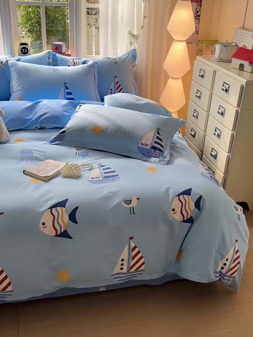 91家纺网 家纺一手货源 找家纺  依庭 2026新款12868全棉纯棉印花四件套太空奇遇