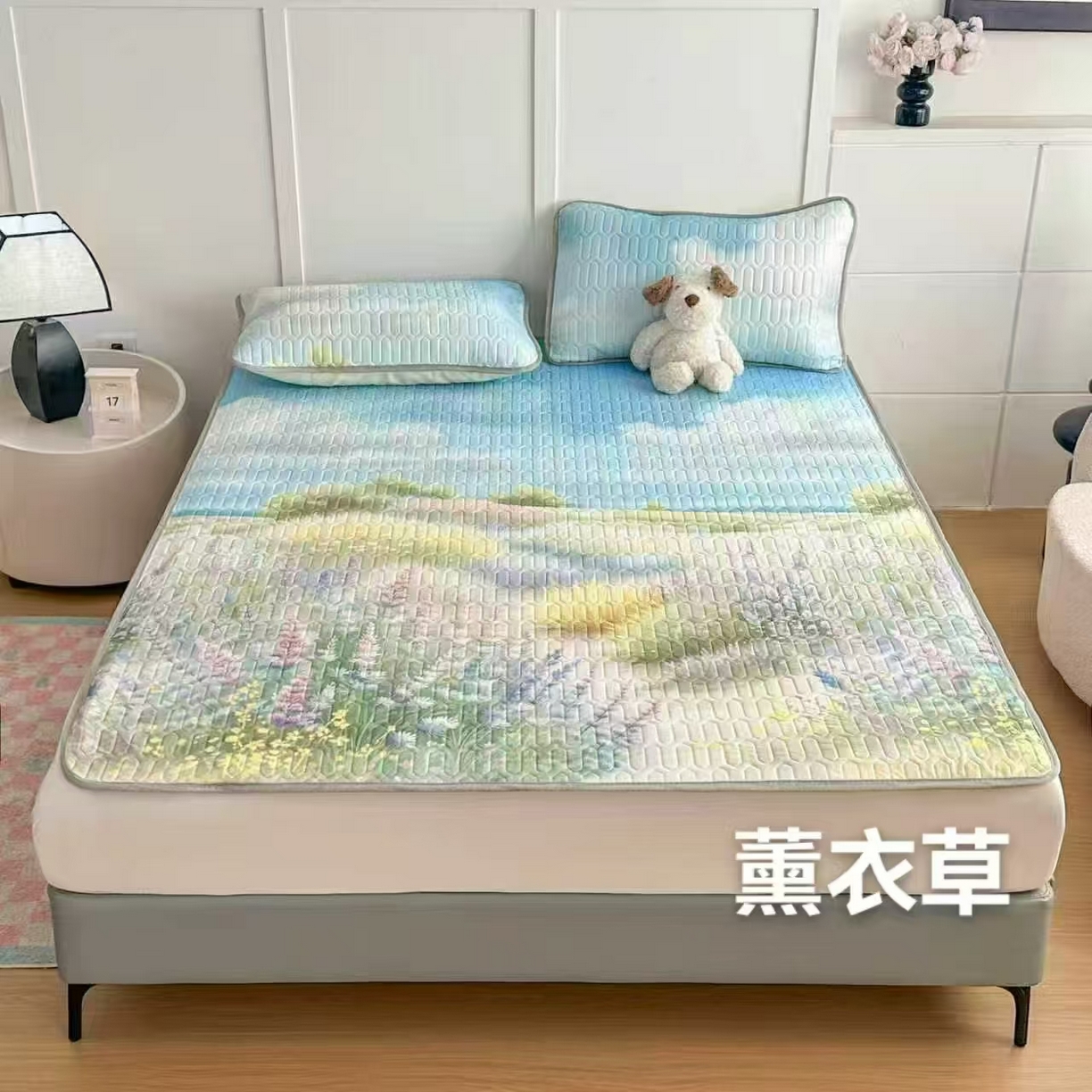 席匠 2026新款乳胶小包边印花凉席席子 薰衣草