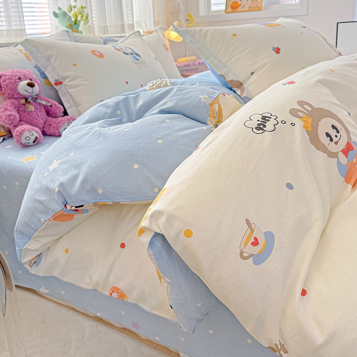 91家纺网 家纺一手货源 找家纺  依庭 2026新款12868全棉纯棉印花四件套天使宝贝