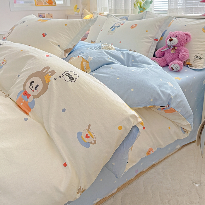 91家纺网 家纺一手货源 找家纺  依庭 2026新款12868全棉纯棉印花四件套天使宝贝