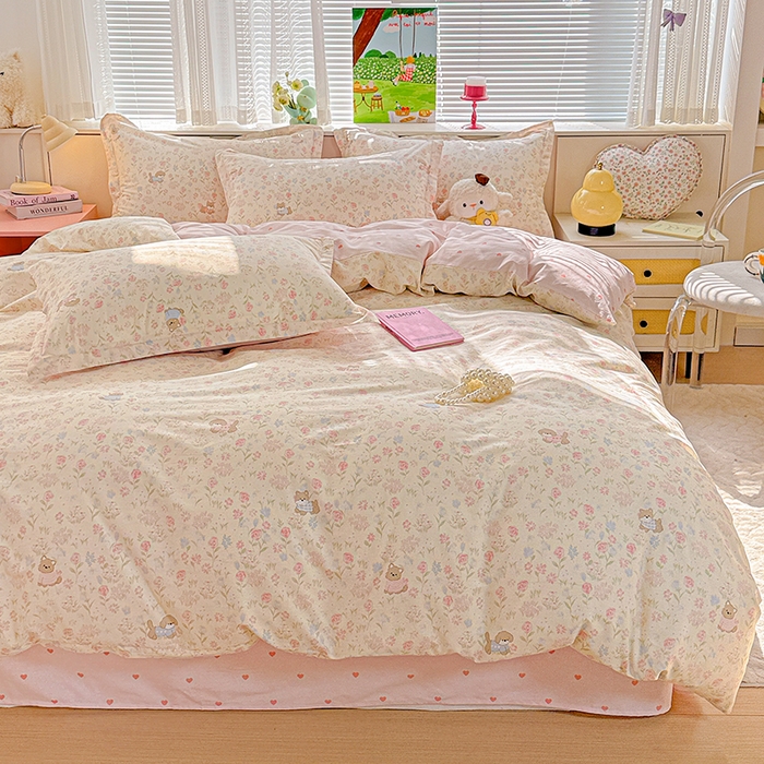 91家纺网 家纺一手货源 找家纺  依庭 2026新款12868全棉纯棉印花四件套甜莓手记