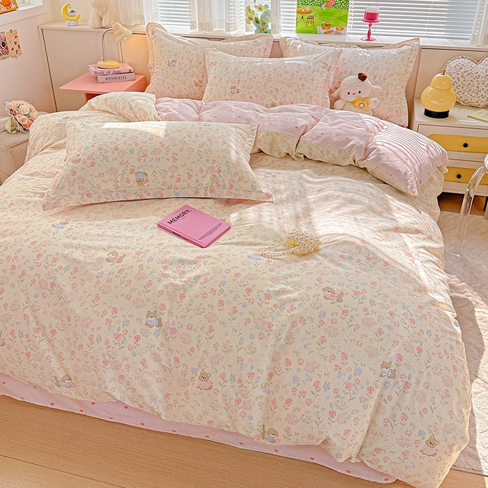 91家纺网 家纺一手货源 找家纺  依庭 2026新款12868全棉纯棉印花四件套甜莓手记