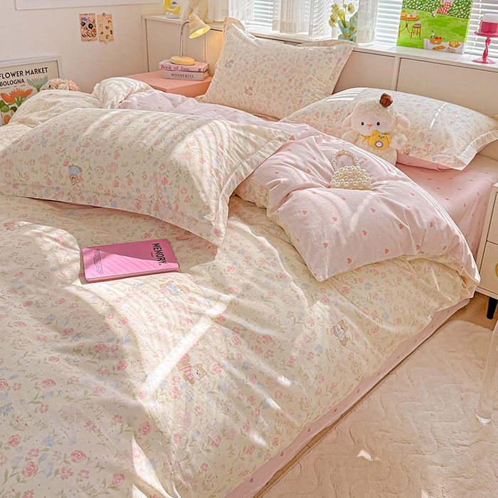 91家纺网 家纺一手货源 找家纺  依庭 2026新款12868全棉纯棉印花四件套甜莓手记