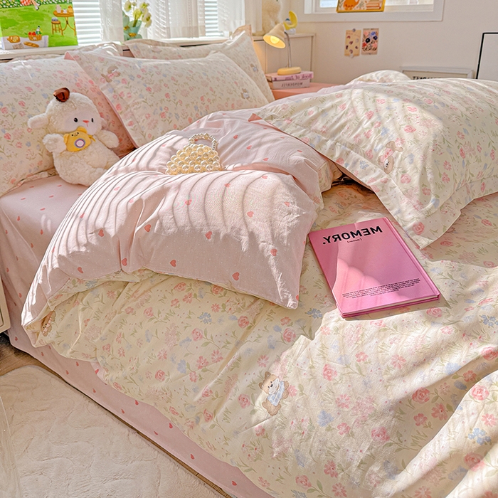 91家纺网 家纺一手货源 找家纺  依庭 2026新款12868全棉纯棉印花四件套甜莓手记