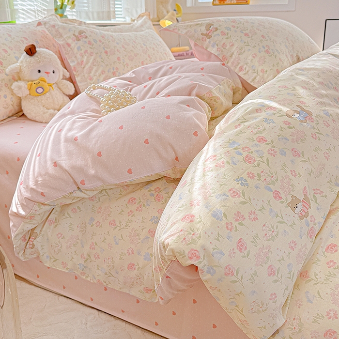 91家纺网 家纺一手货源 找家纺  依庭 2026新款12868全棉纯棉印花四件套甜莓手记