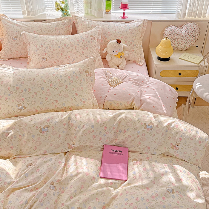 91家纺网 家纺一手货源 找家纺  依庭 2026新款12868全棉纯棉印花四件套甜莓手记