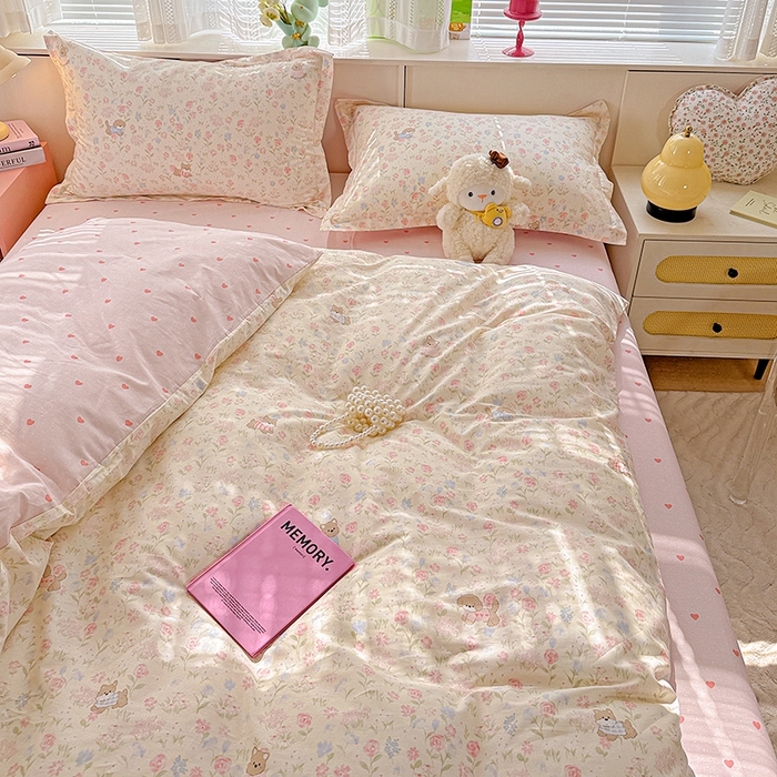 91家纺网 家纺一手货源 找家纺  依庭 2026新款12868全棉纯棉印花四件套甜莓手记