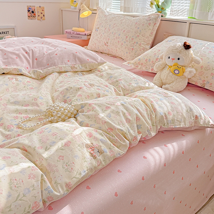 91家纺网 家纺一手货源 找家纺  依庭 2026新款12868全棉纯棉印花四件套甜莓手记