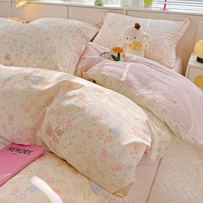 91家纺网 家纺一手货源 找家纺  依庭 2026新款12868全棉纯棉印花四件套甜莓手记