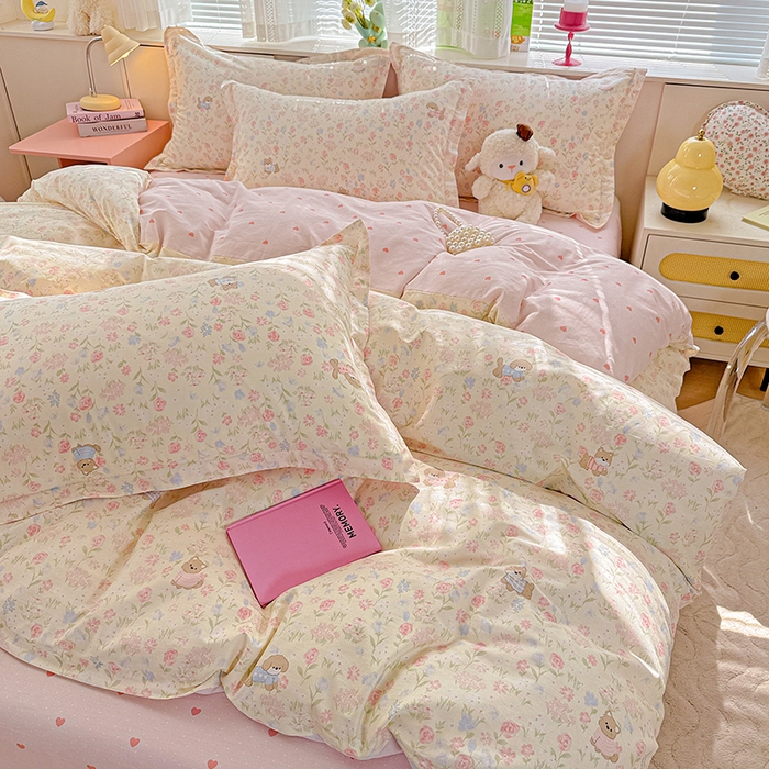 91家纺网 家纺一手货源 找家纺  依庭 2026新款12868全棉纯棉印花四件套甜莓手记