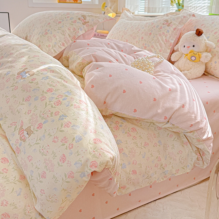 91家纺网 家纺一手货源 找家纺  依庭 2026新款12868全棉纯棉印花四件套甜莓手记