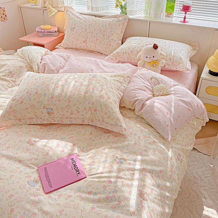 91家纺网 家纺一手货源 找家纺  依庭 2026新款12868全棉纯棉印花四件套甜莓手记