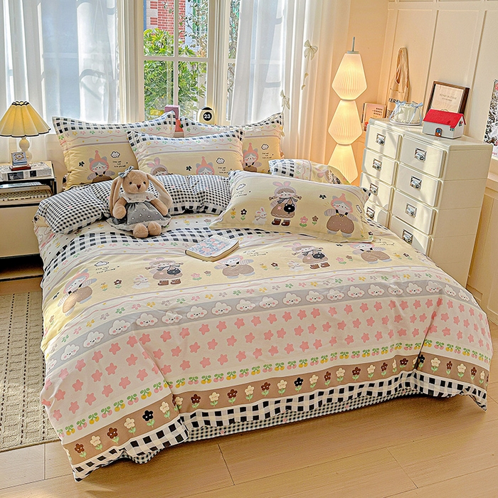 91家纺网 家纺一手货源 找家纺  依庭 2026新款12868全棉纯棉印花四件套甜妹日记