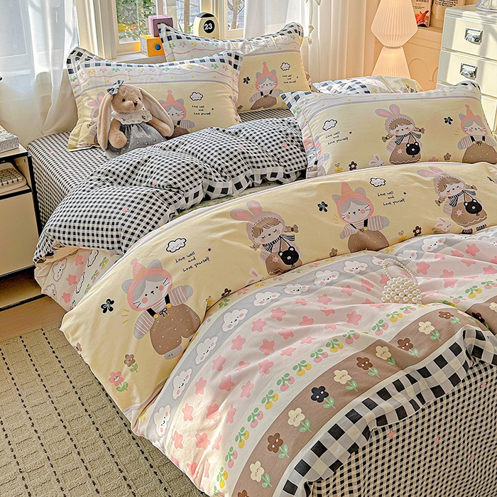 91家纺网 家纺一手货源 找家纺  依庭 2026新款12868全棉纯棉印花四件套甜妹日记