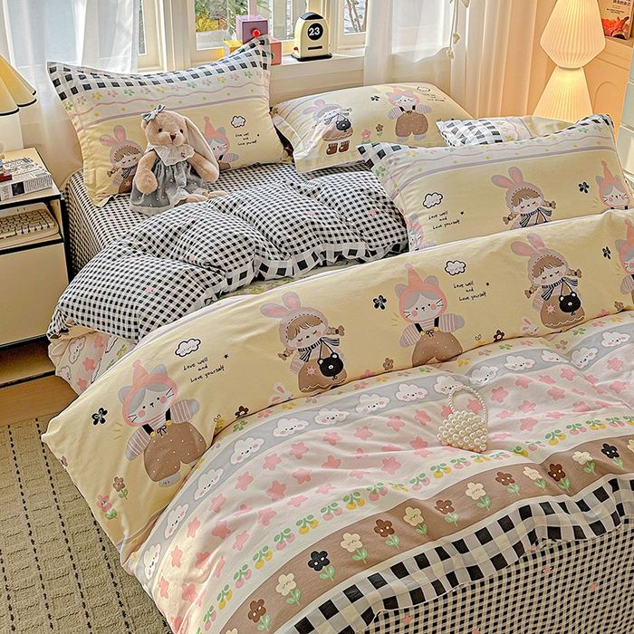 91家纺网 家纺一手货源 找家纺  依庭 2026新款12868全棉纯棉印花四件套甜妹日记