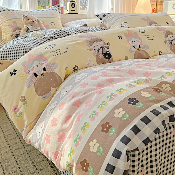 91家纺网 家纺一手货源 找家纺  依庭 2026新款12868全棉纯棉印花四件套甜妹日记