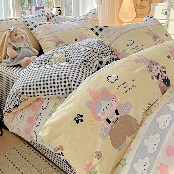 91家纺网 家纺一手货源 找家纺  依庭 2026新款12868全棉纯棉印花四件套甜妹日记