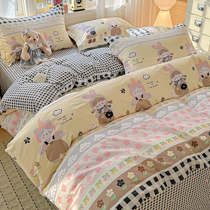 91家纺网 家纺一手货源 找家纺  依庭 2026新款12868全棉纯棉印花四件套甜妹日记