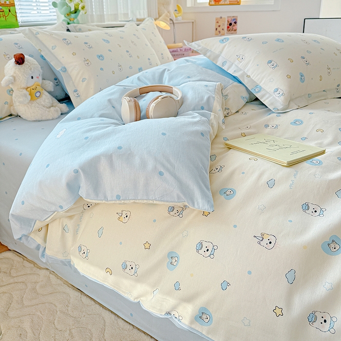 91家纺网 家纺一手货源 找家纺 依庭 2026新款12868全棉纯棉印花四件套甜梦小狗