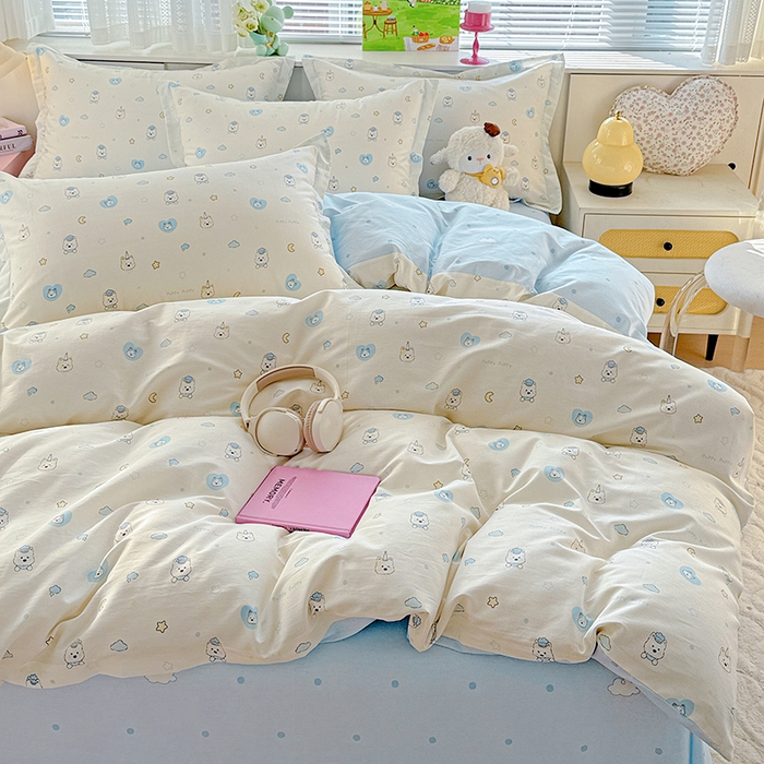 91家纺网 家纺一手货源 找家纺 依庭 2026新款12868全棉纯棉印花四件套甜梦小狗