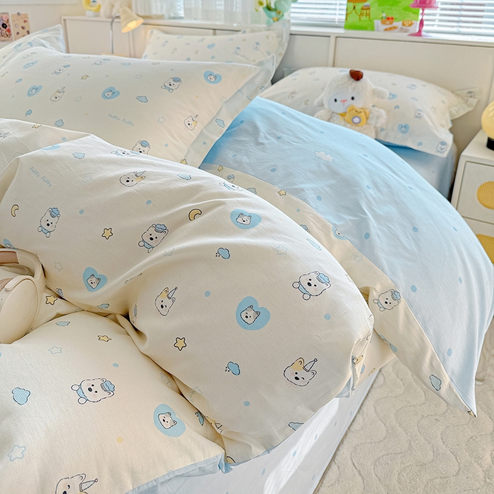 91家纺网 家纺一手货源 找家纺 依庭 2026新款12868全棉纯棉印花四件套甜梦小狗