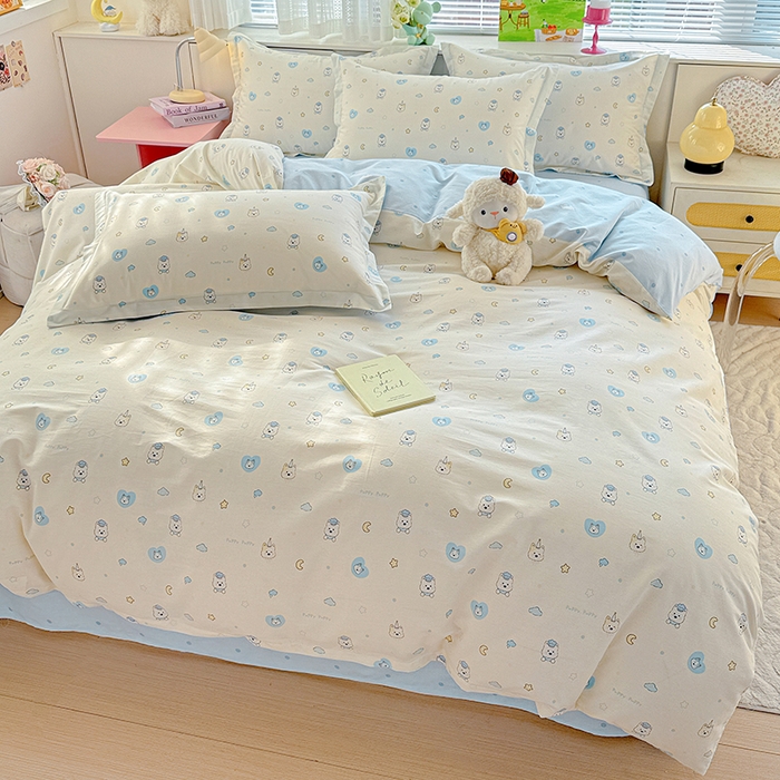 91家纺网 家纺一手货源 找家纺 依庭 2026新款12868全棉纯棉印花四件套甜梦小狗