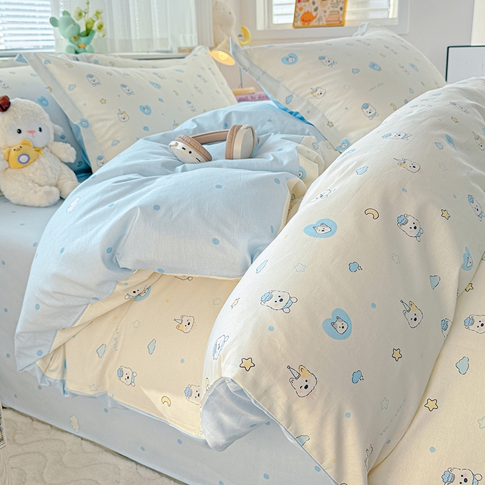 91家纺网 家纺一手货源 找家纺 依庭 2026新款12868全棉纯棉印花四件套甜梦小狗