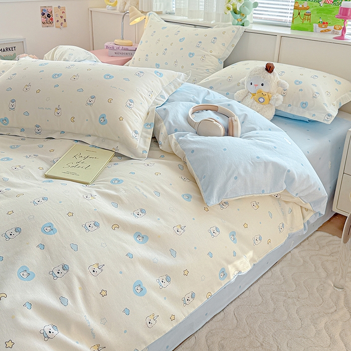 91家纺网 家纺一手货源 找家纺 依庭 2026新款12868全棉纯棉印花四件套甜梦小狗