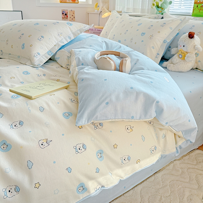 91家纺网 家纺一手货源 找家纺 依庭 2026新款12868全棉纯棉印花四件套甜梦小狗