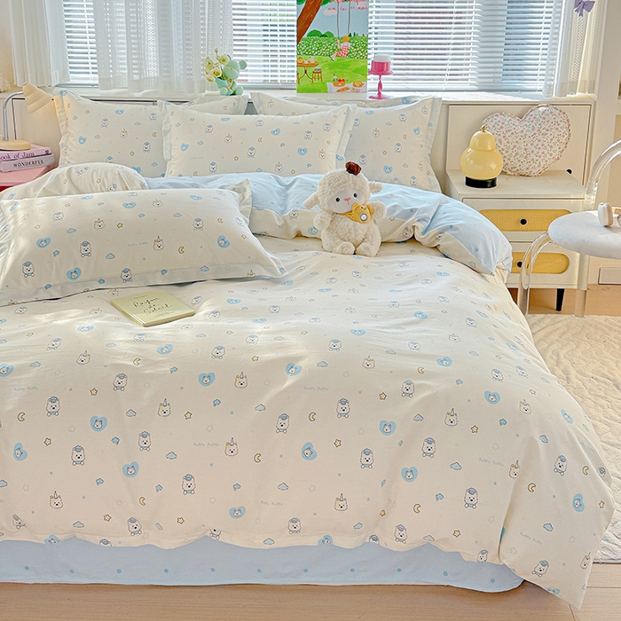 91家纺网 家纺一手货源 找家纺 依庭 2026新款12868全棉纯棉印花四件套甜梦小狗