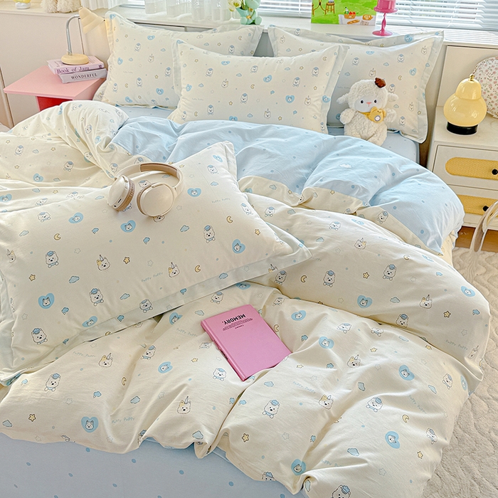 91家纺网 家纺一手货源 找家纺 依庭 2026新款12868全棉纯棉印花四件套甜梦小狗