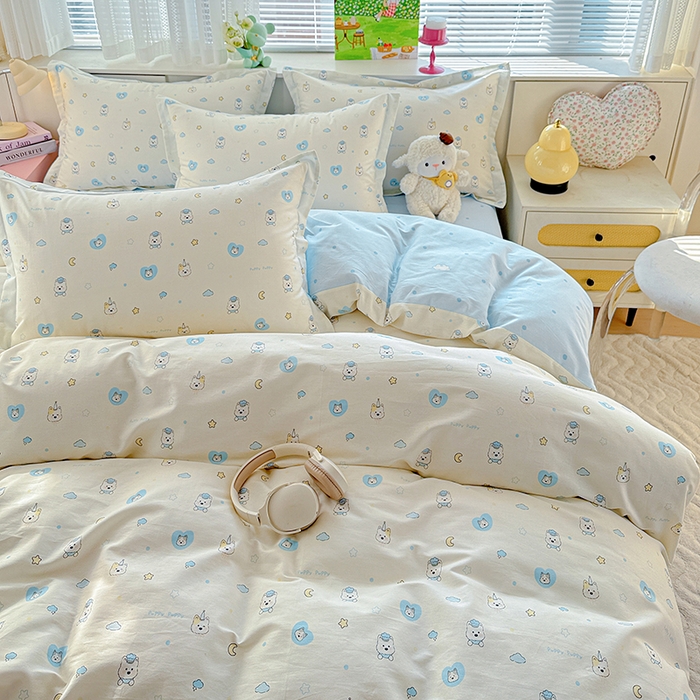 91家纺网 家纺一手货源 找家纺 依庭 2026新款12868全棉纯棉印花四件套甜梦小狗