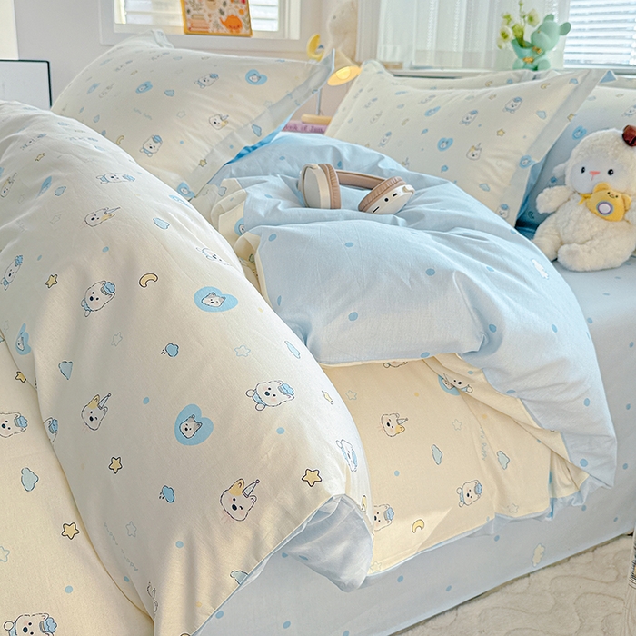 91家纺网 家纺一手货源 找家纺 依庭 2026新款12868全棉纯棉印花四件套甜梦小狗