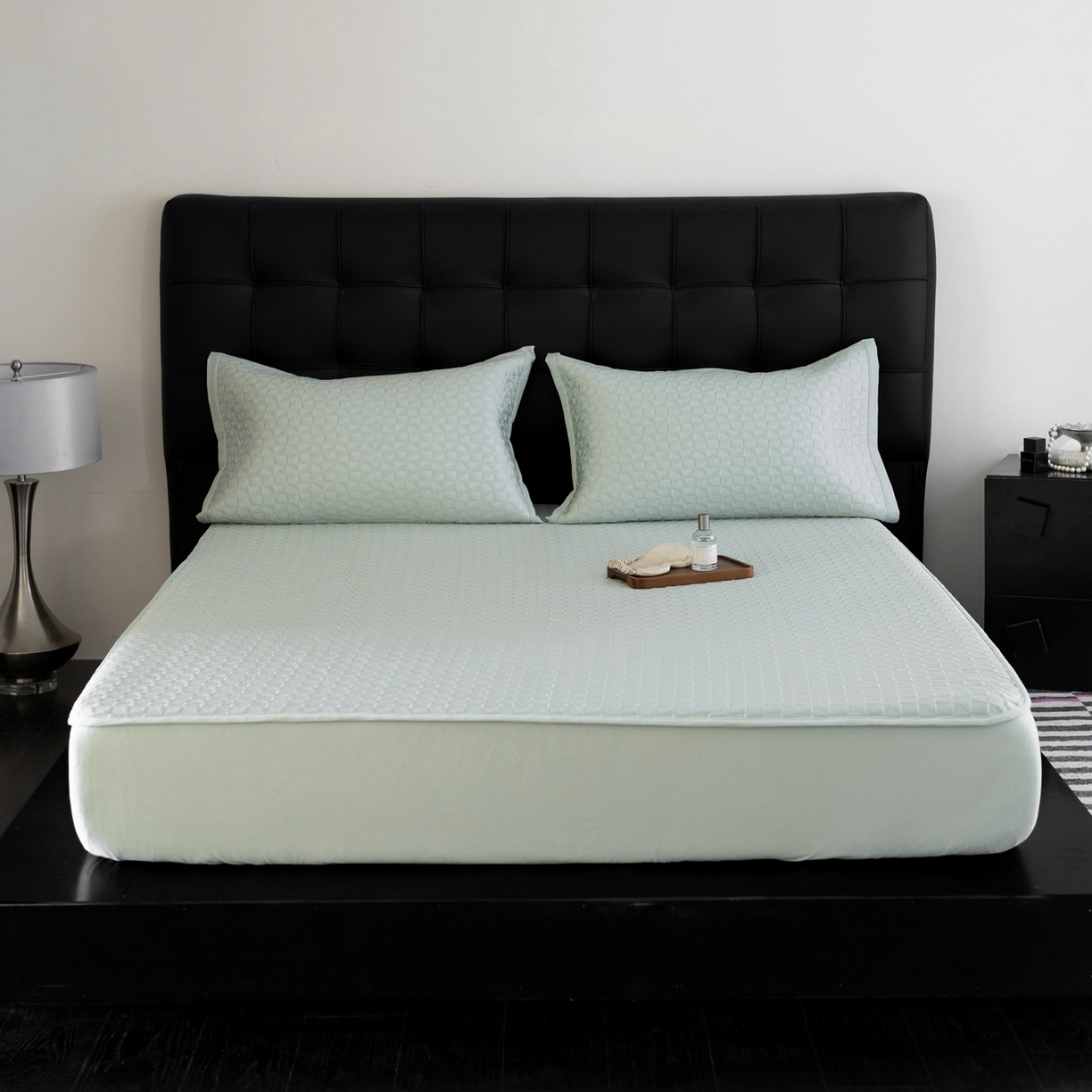 云上 2026新款冷萃丝三明治凉感席凉席席子-泡芙格系列 泡芙格床笠-绿色