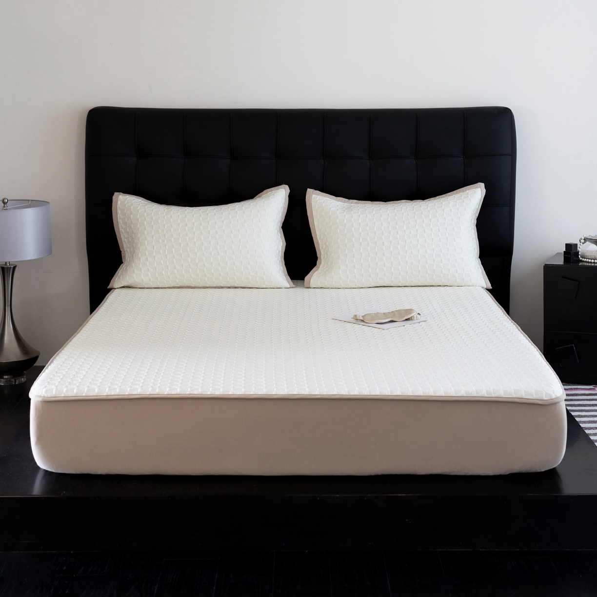 云上 2026新款冷萃丝三明治凉感席凉席席子-泡芙格系列 泡芙格床笠-米白