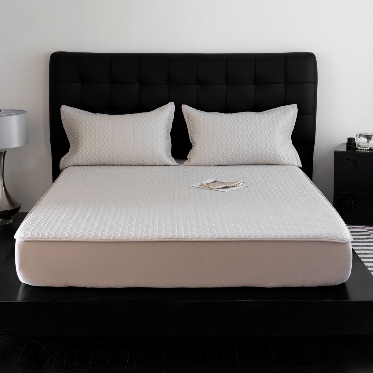 云上 2026新款冷萃丝三明治凉感席凉席席子-泡芙格系列 泡芙格床笠-米黄