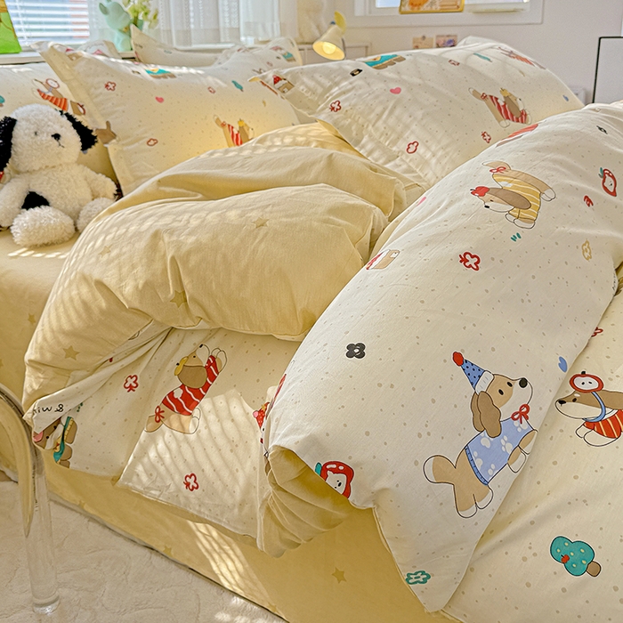 91家纺网 家纺一手货源 找家纺  依庭 2026新款12868全棉纯棉印花四件套汪星卧室