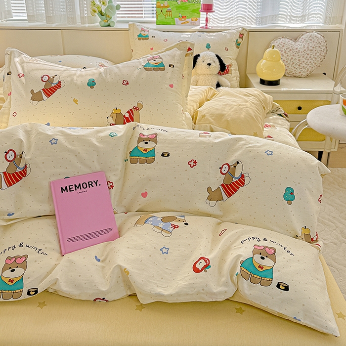 91家纺网 家纺一手货源 找家纺  依庭 2026新款12868全棉纯棉印花四件套汪星卧室