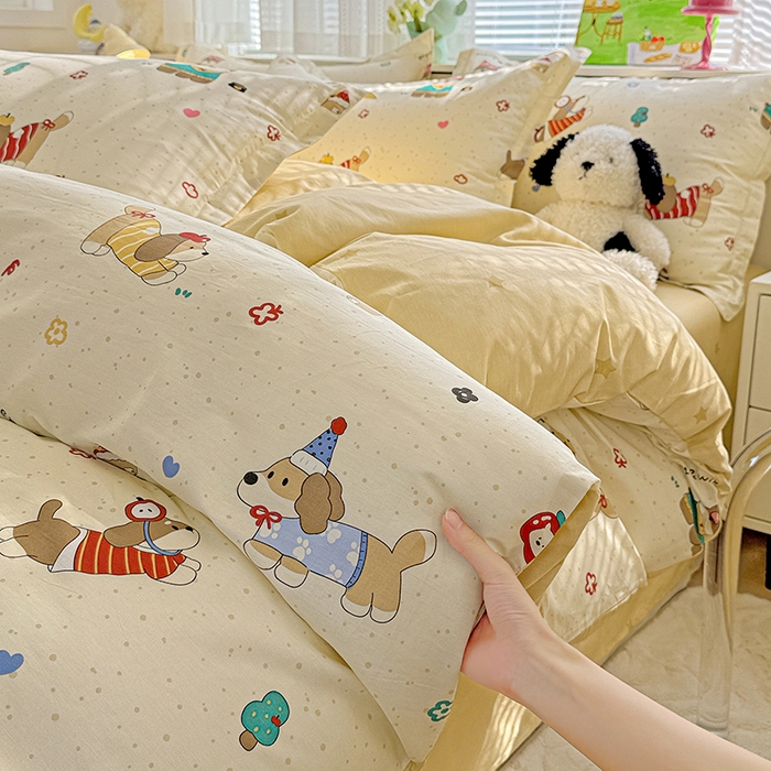 91家纺网 家纺一手货源 找家纺  依庭 2026新款12868全棉纯棉印花四件套汪星卧室