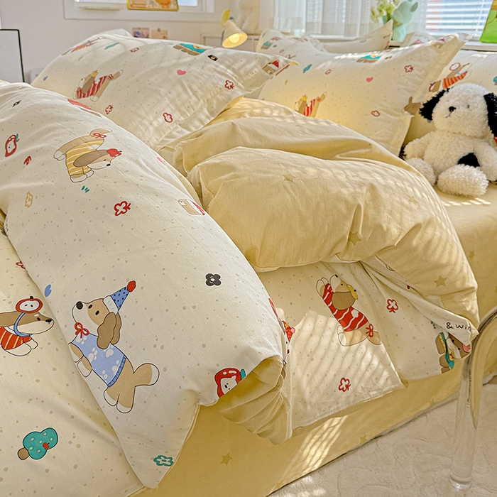 91家纺网 家纺一手货源 找家纺  依庭 2026新款12868全棉纯棉印花四件套汪星卧室