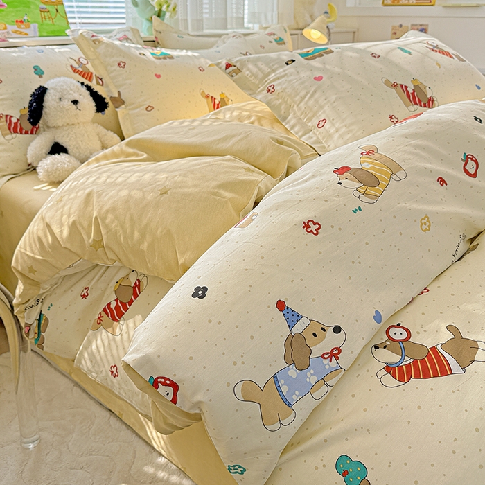 91家纺网 家纺一手货源 找家纺  依庭 2026新款12868全棉纯棉印花四件套汪星卧室