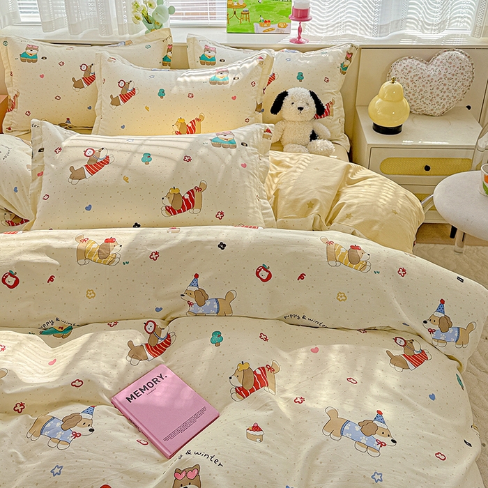 91家纺网 家纺一手货源 找家纺  依庭 2026新款12868全棉纯棉印花四件套汪星卧室