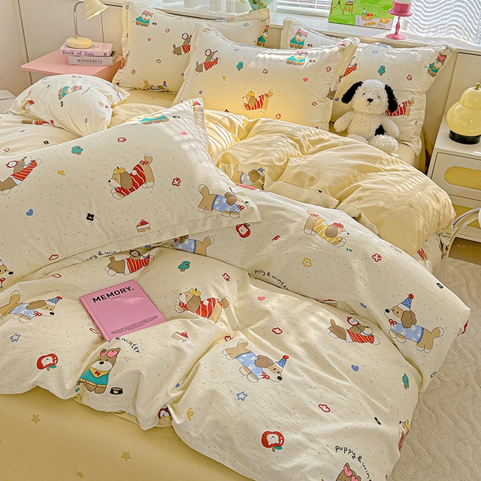 91家纺网 家纺一手货源 找家纺  依庭 2026新款12868全棉纯棉印花四件套汪星卧室