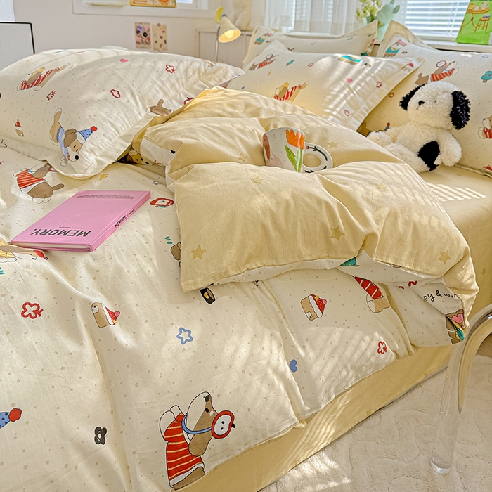 91家纺网 家纺一手货源 找家纺  依庭 2026新款12868全棉纯棉印花四件套汪星卧室