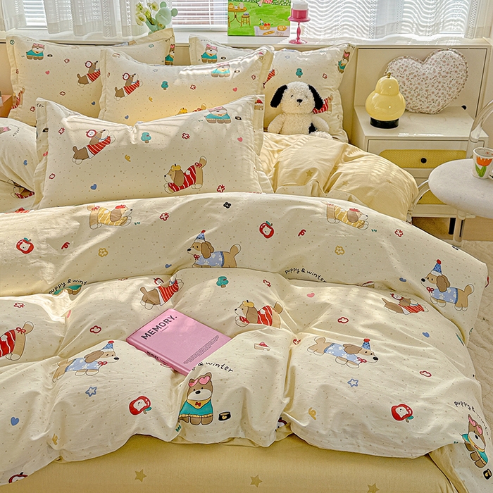 91家纺网 家纺一手货源 找家纺  依庭 2026新款12868全棉纯棉印花四件套汪星卧室